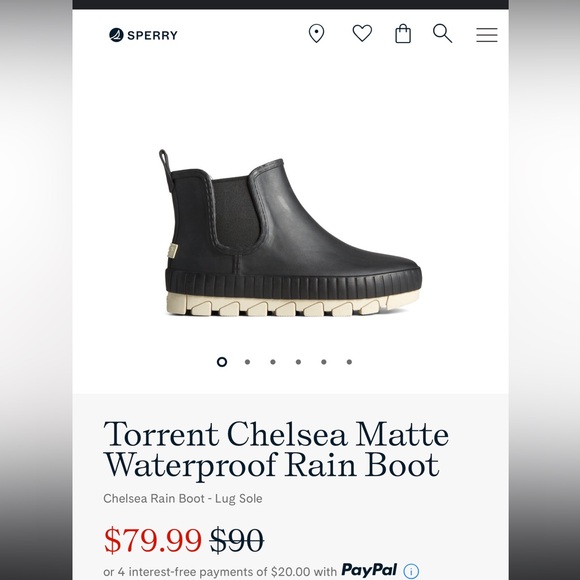 SPERRY | Torrent Chelsea Matte Waterproof Rain Boot, size 6.5 - Picture 3 of 6